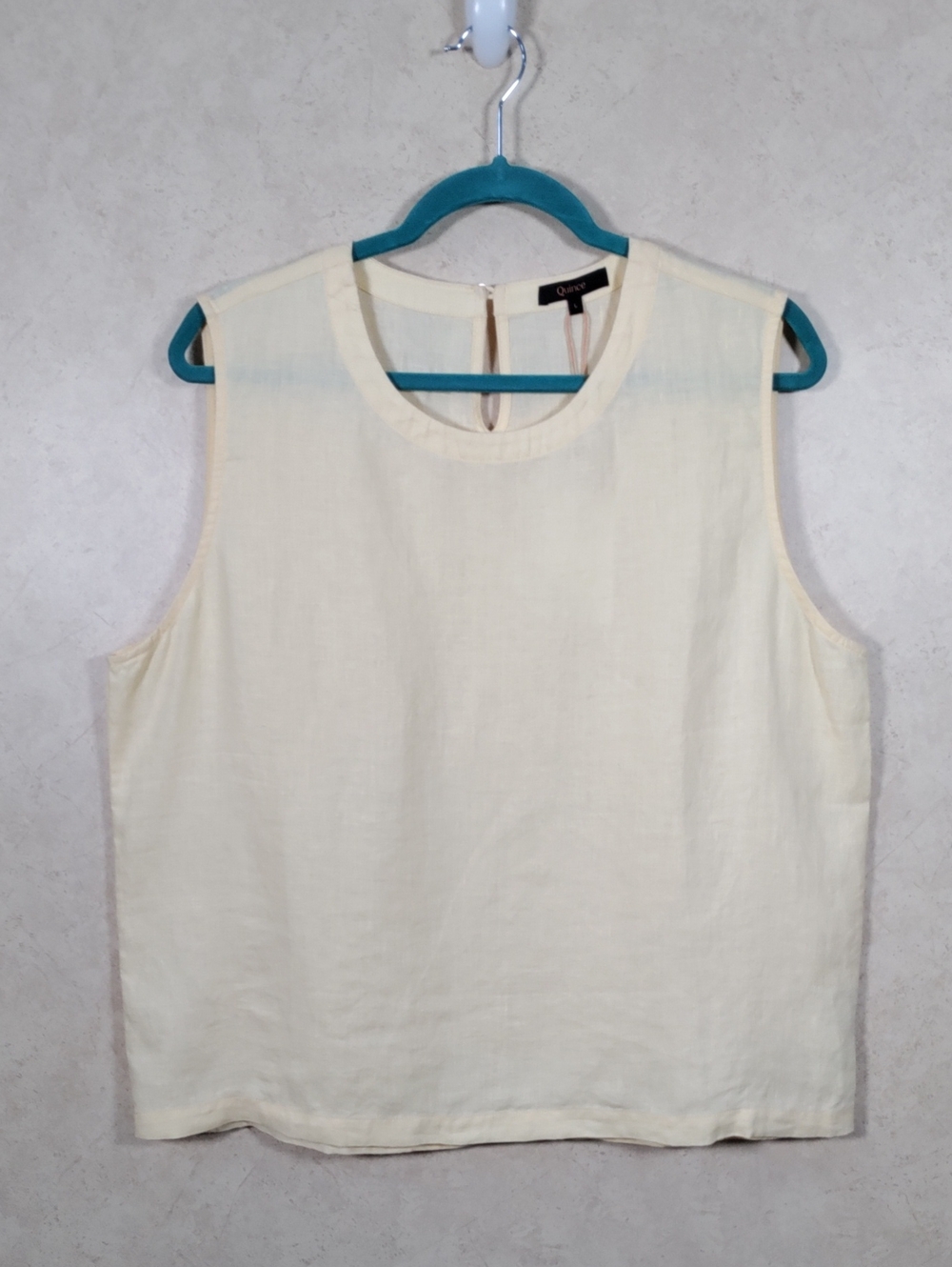 H188 Quince Light Yellow Sleeveless Linen Top